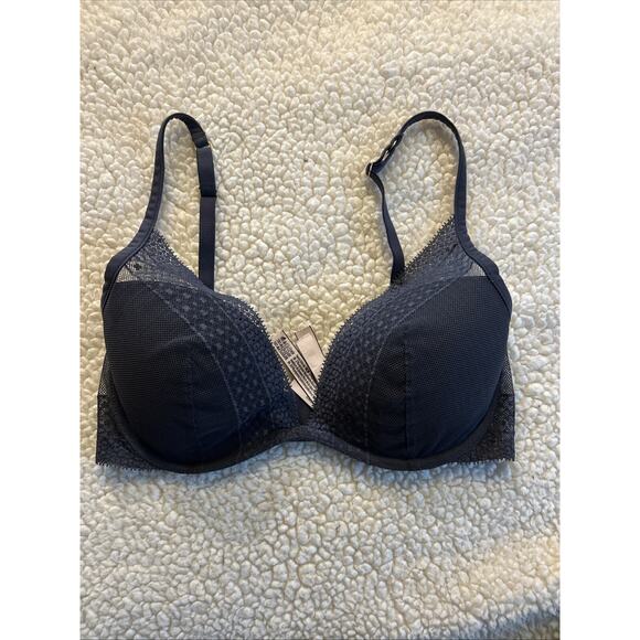 Victoria's Secret Bra Incredible Plunge Women's 34D Lavender Gray Lined - Picture 1 of 7